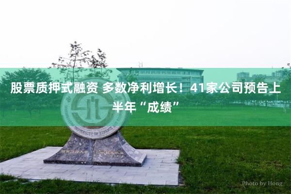 股票质押式融资 多数净利增长！41家公司预告上半年“成绩”